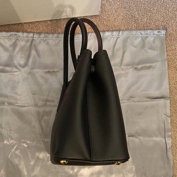 Prada Saffiano Leather Double Strap Bag with Red Interior - Picture 4 of 15